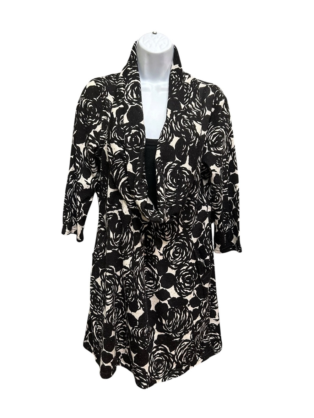 Papillon Black Rose Cowl Neck Stretchy Mini Dress Size XL